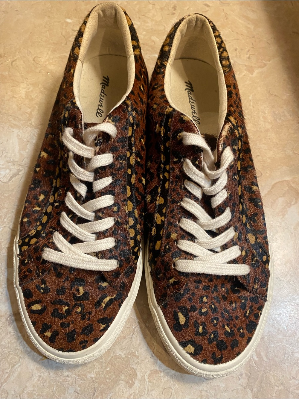 Madewell Leopard-Pattern Low-Top Sneakers with Cream Laces - Picture 2 of 5
